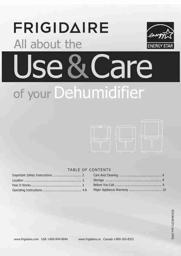 Frigidaire Dehumidifier FAD504DWD-page_pdf